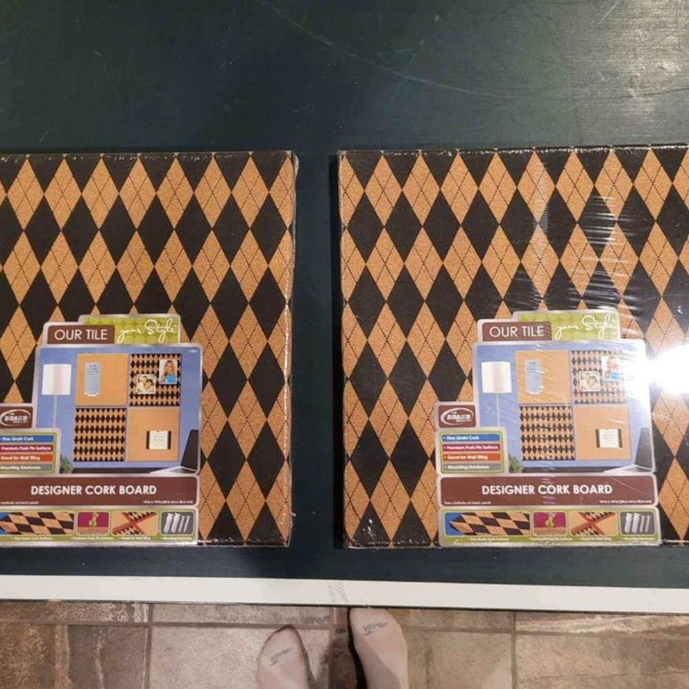 Designer  cork boards.  Brand new. 14"x14".